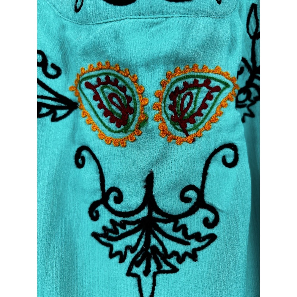 R Cinco Ranch Embroidered Tunic Dress L Cold Shoulder Boho Western Rodeo Chic - Picture 7 of 10